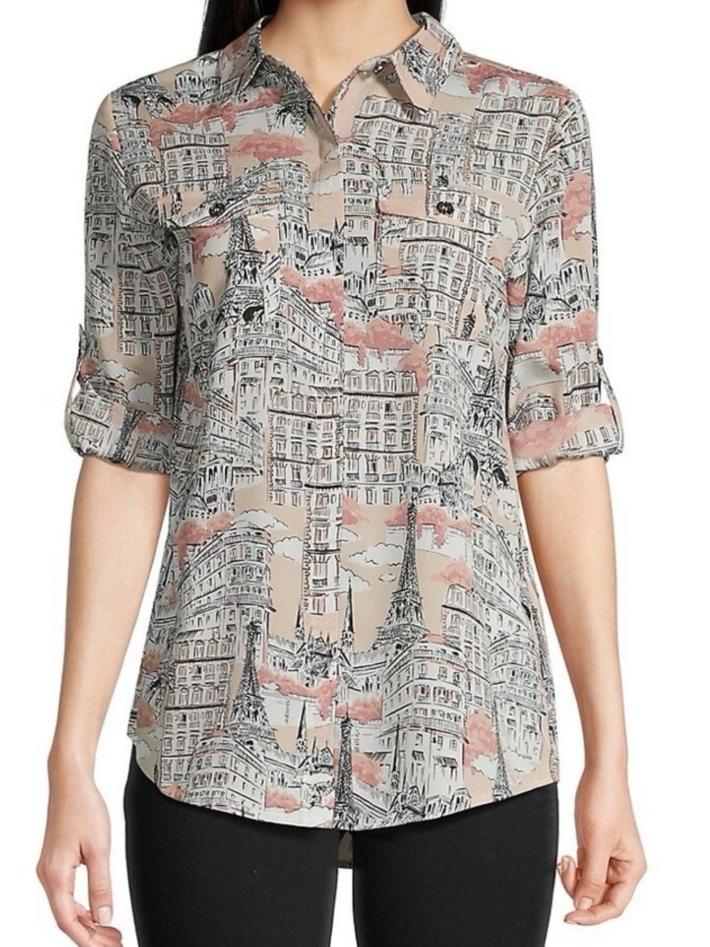 Karl Lagerfeld Paris Printed Button-Down Shirt